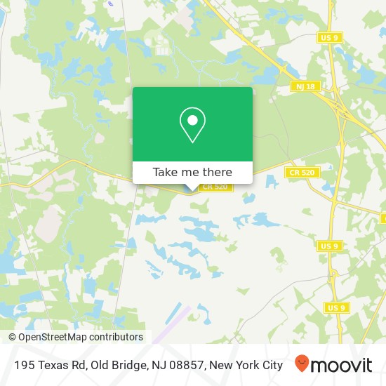 Mapa de 195 Texas Rd, Old Bridge, NJ 08857