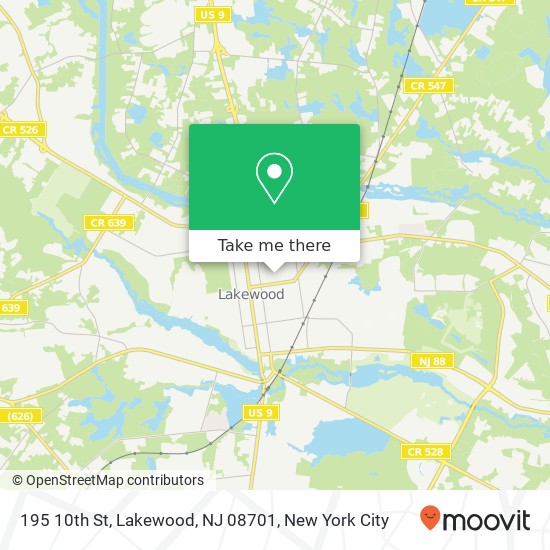 Mapa de 195 10th St, Lakewood, NJ 08701