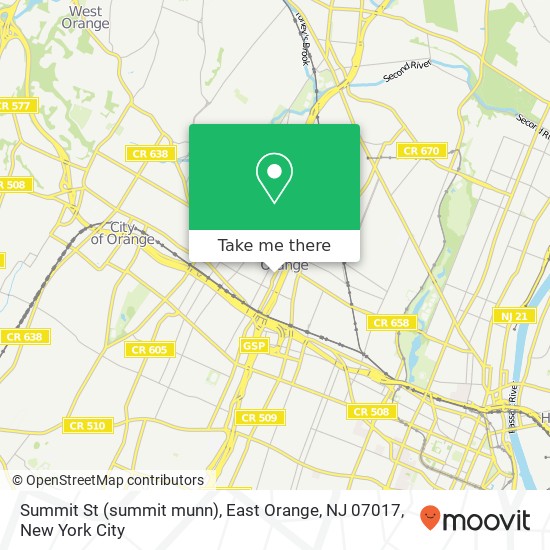 Mapa de Summit St (summit munn), East Orange, NJ 07017
