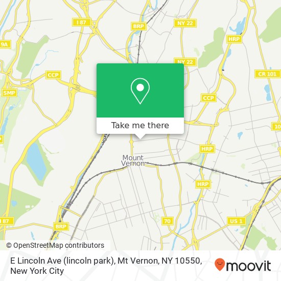 E Lincoln Ave (lincoln park), Mt Vernon, NY 10550 map