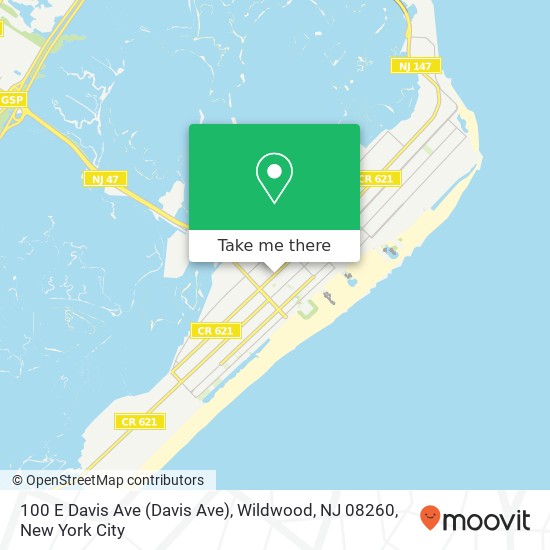 Mapa de 100 E Davis Ave (Davis Ave), Wildwood, NJ 08260