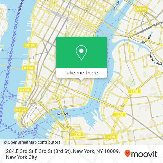 Mapa de 284,E 3rd St E 3rd St (3rd St), New York, NY 10009