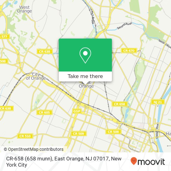 Mapa de CR-658 (658 munn), East Orange, NJ 07017