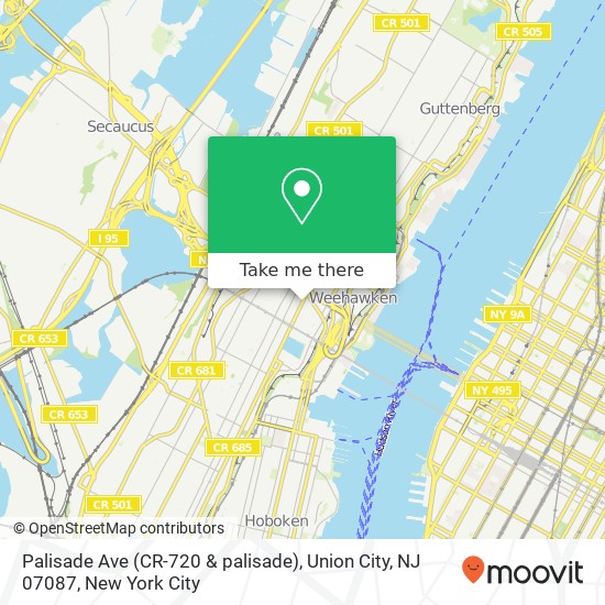 Mapa de Palisade Ave (CR-720 & palisade), Union City, NJ 07087