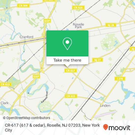CR-617 (617 & cedar), Roselle, NJ 07203 map