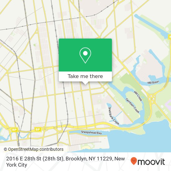 Mapa de 2016 E 28th St (28th St), Brooklyn, NY 11229
