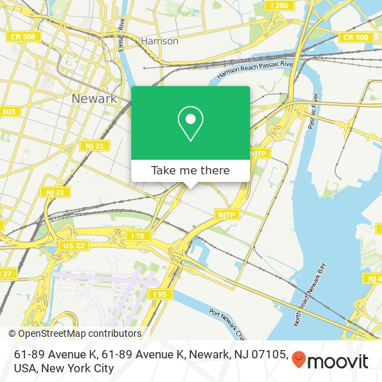 Mapa de 61-89 Avenue K, 61-89 Avenue K, Newark, NJ 07105, USA