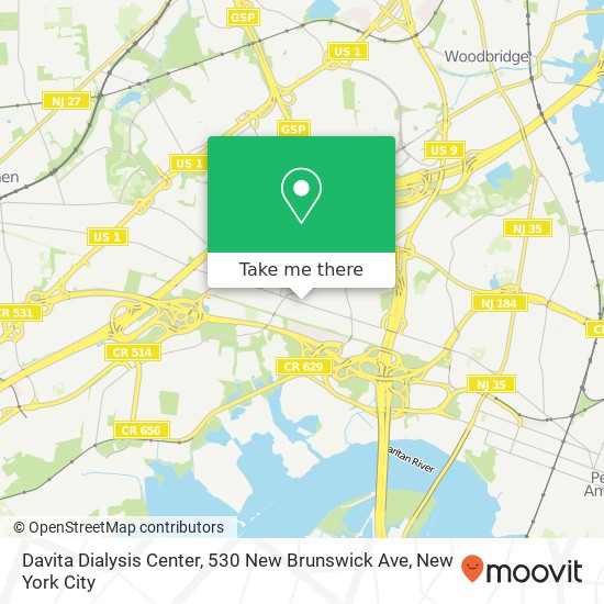 Mapa de Davita Dialysis Center, 530 New Brunswick Ave