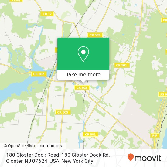 Mapa de 180 Closter Dock Road, 180 Closter Dock Rd, Closter, NJ 07624, USA