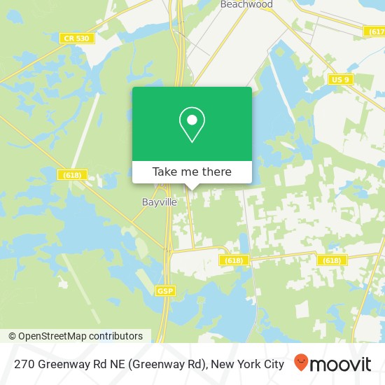 Mapa de 270 Greenway Rd NE (Greenway Rd), Bayville, NJ 08721