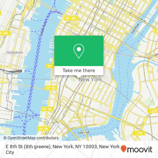 Mapa de E 8th St (8th greene), New York, NY 10003
