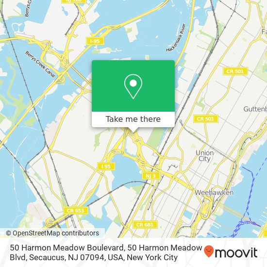 Mapa de 50 Harmon Meadow Boulevard, 50 Harmon Meadow Blvd, Secaucus, NJ 07094, USA