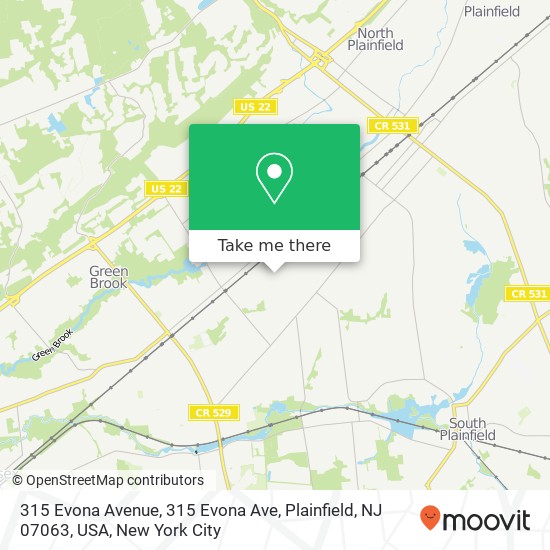 Mapa de 315 Evona Avenue, 315 Evona Ave, Plainfield, NJ 07063, USA