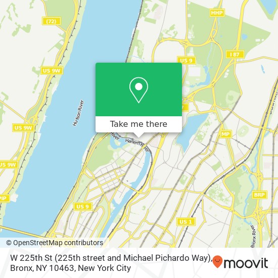 Mapa de W 225th St (225th street and Michael Pichardo Way), Bronx, NY 10463