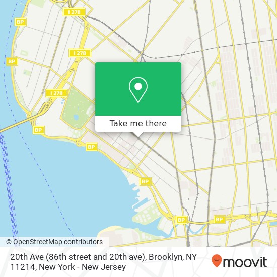 Mapa de 20th Ave (86th street and 20th ave), Brooklyn, NY 11214