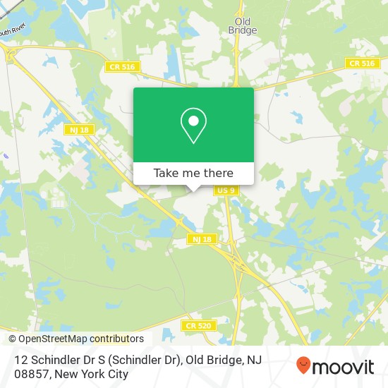 Mapa de 12 Schindler Dr S (Schindler Dr), Old Bridge, NJ 08857