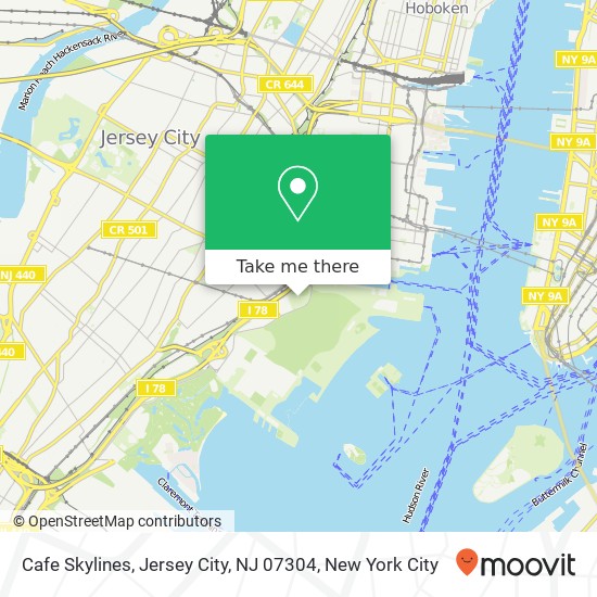Mapa de Cafe Skylines, Jersey City, NJ 07304