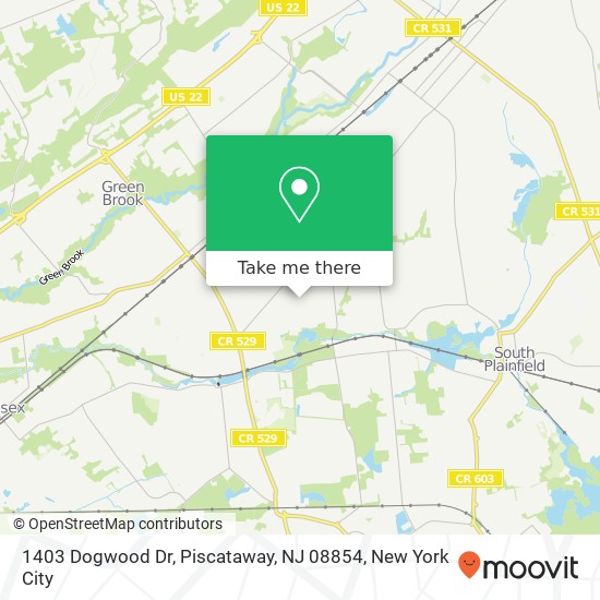 Mapa de 1403 Dogwood Dr, Piscataway, NJ 08854