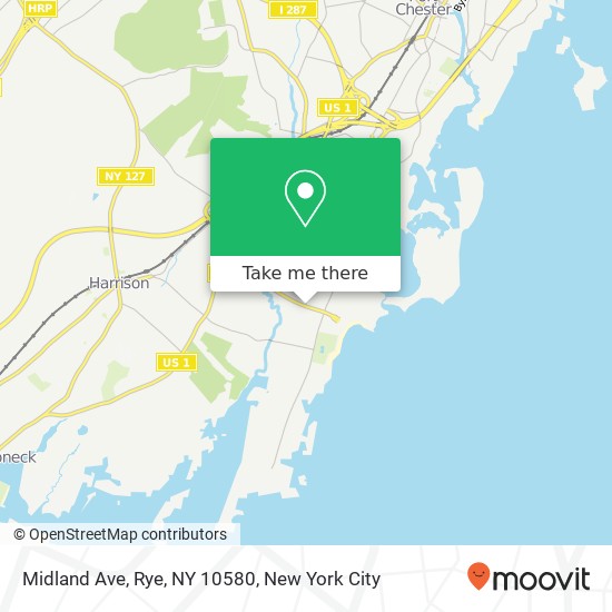 Mapa de Midland Ave, Rye, NY 10580