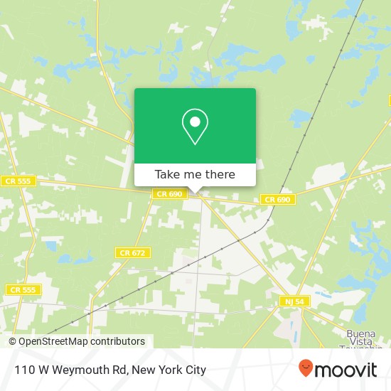 Mapa de 110 W Weymouth Rd, Vineland (Buena), NJ 08360