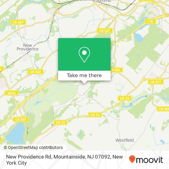 Mapa de New Providence Rd, Mountainside, NJ 07092
