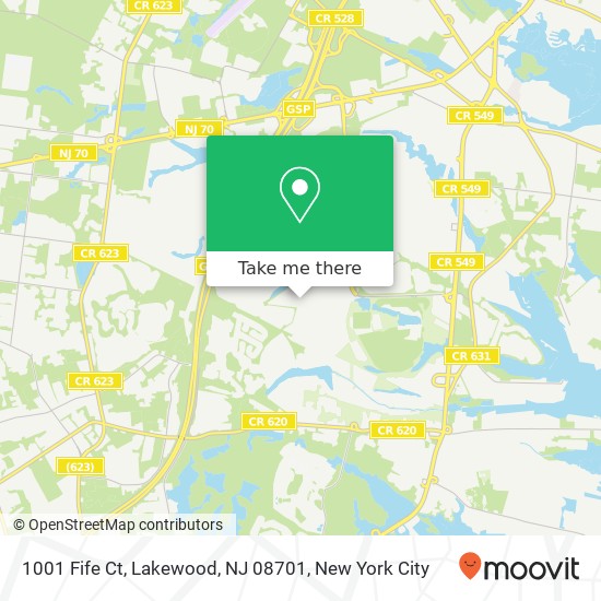 Mapa de 1001 Fife Ct, Lakewood, NJ 08701