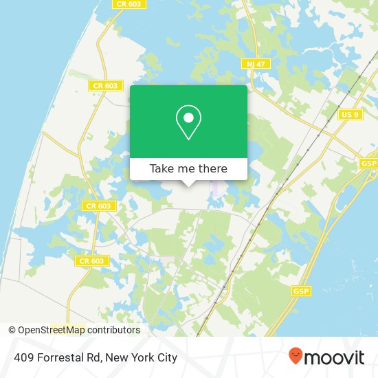 Mapa de 409 Forrestal Rd, Rio Grande, NJ 08242
