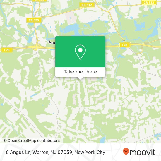 Mapa de 6 Angus Ln, Warren, NJ 07059