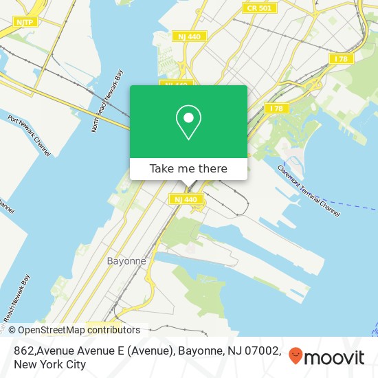 Mapa de 862,Avenue Avenue E (Avenue), Bayonne, NJ 07002