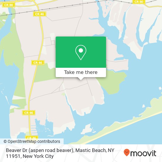 Mapa de Beaver Dr (aspen road beaver), Mastic Beach, NY 11951