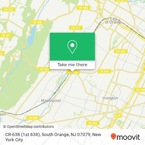 Mapa de CR-638 (1st 638), South Orange, NJ 07079