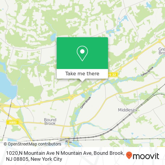 Mapa de 1020,N Mountain Ave N Mountain Ave, Bound Brook, NJ 08805