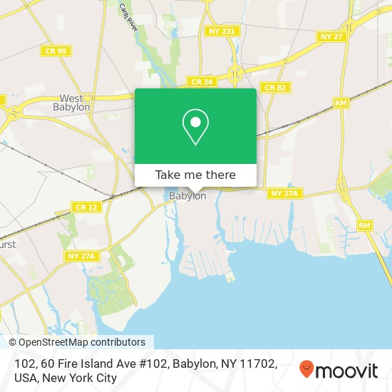 Mapa de 102, 60 Fire Island Ave #102, Babylon, NY 11702, USA