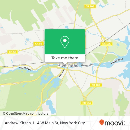 Mapa de Andrew Kirsch, 114 W Main St