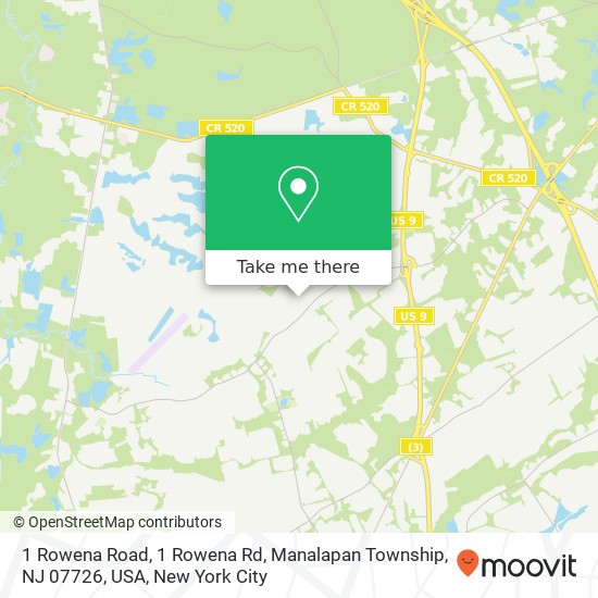 Mapa de 1 Rowena Road, 1 Rowena Rd, Manalapan Township, NJ 07726, USA
