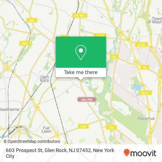 Mapa de 603 Prospect St, Glen Rock, NJ 07452
