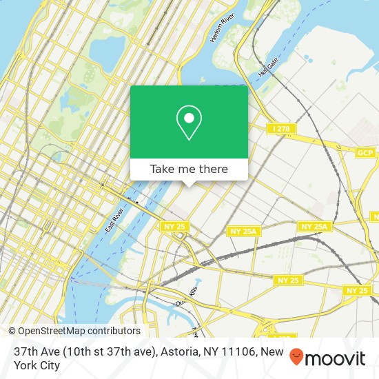 Mapa de 37th Ave (10th st 37th ave), Astoria, NY 11106