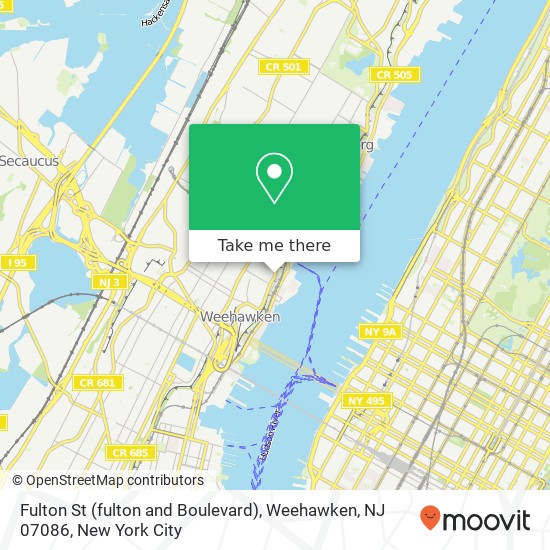 Mapa de Fulton St (fulton and Boulevard), Weehawken, NJ 07086