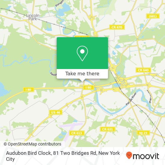 Audubon Bird Clock, 81 Two Bridges Rd map