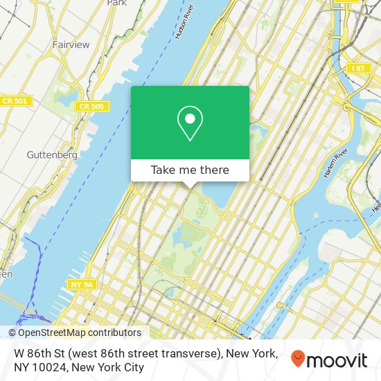 Mapa de W 86th St (west 86th street transverse), New York, NY 10024
