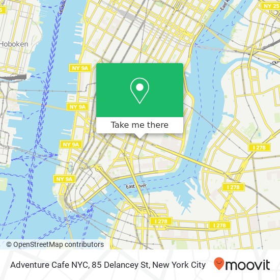 Mapa de Adventure Cafe NYC, 85 Delancey St
