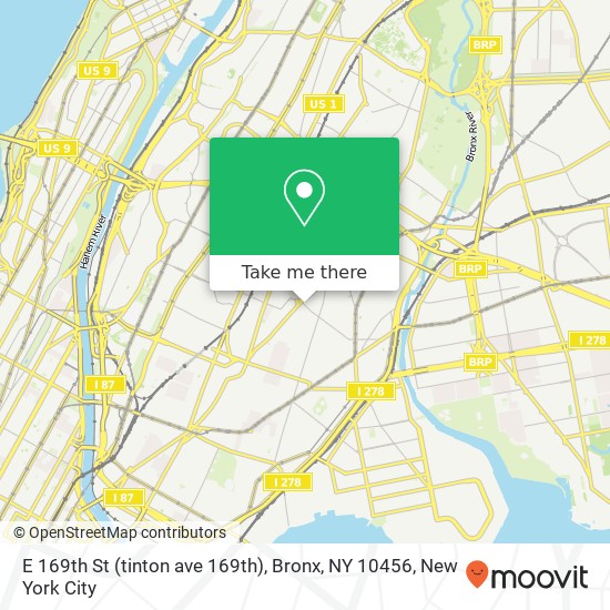 Mapa de E 169th St (tinton ave 169th), Bronx, NY 10456