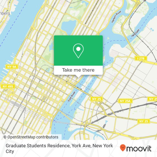 Mapa de Graduate Students Residence, York Ave