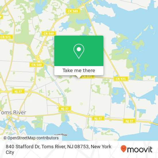 Mapa de 840 Stafford Dr, Toms River, NJ 08753