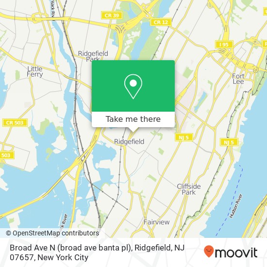 Mapa de Broad Ave N (broad ave banta pl), Ridgefield, NJ 07657