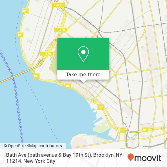 Mapa de Bath Ave (bath avenue & Bay 19th St), Brooklyn, NY 11214