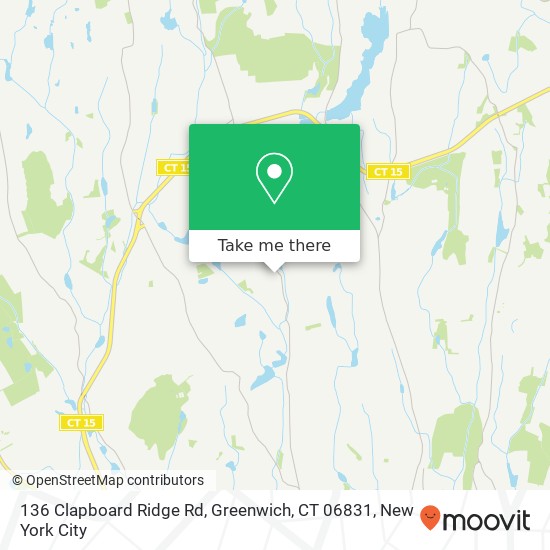 Mapa de 136 Clapboard Ridge Rd, Greenwich, CT 06831