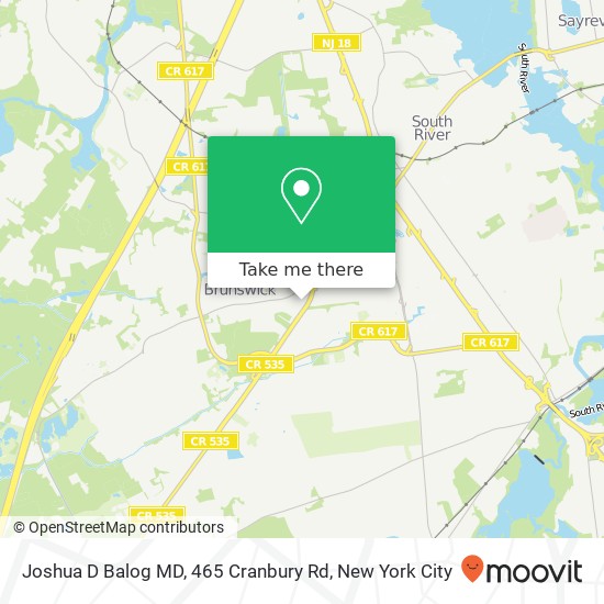 Mapa de Joshua D Balog MD, 465 Cranbury Rd