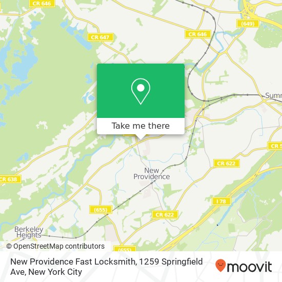 Mapa de New Providence Fast Locksmith, 1259 Springfield Ave