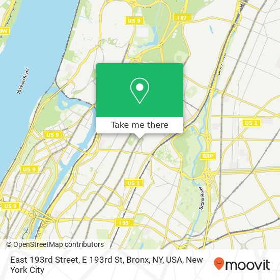Mapa de East 193rd Street, E 193rd St, Bronx, NY, USA